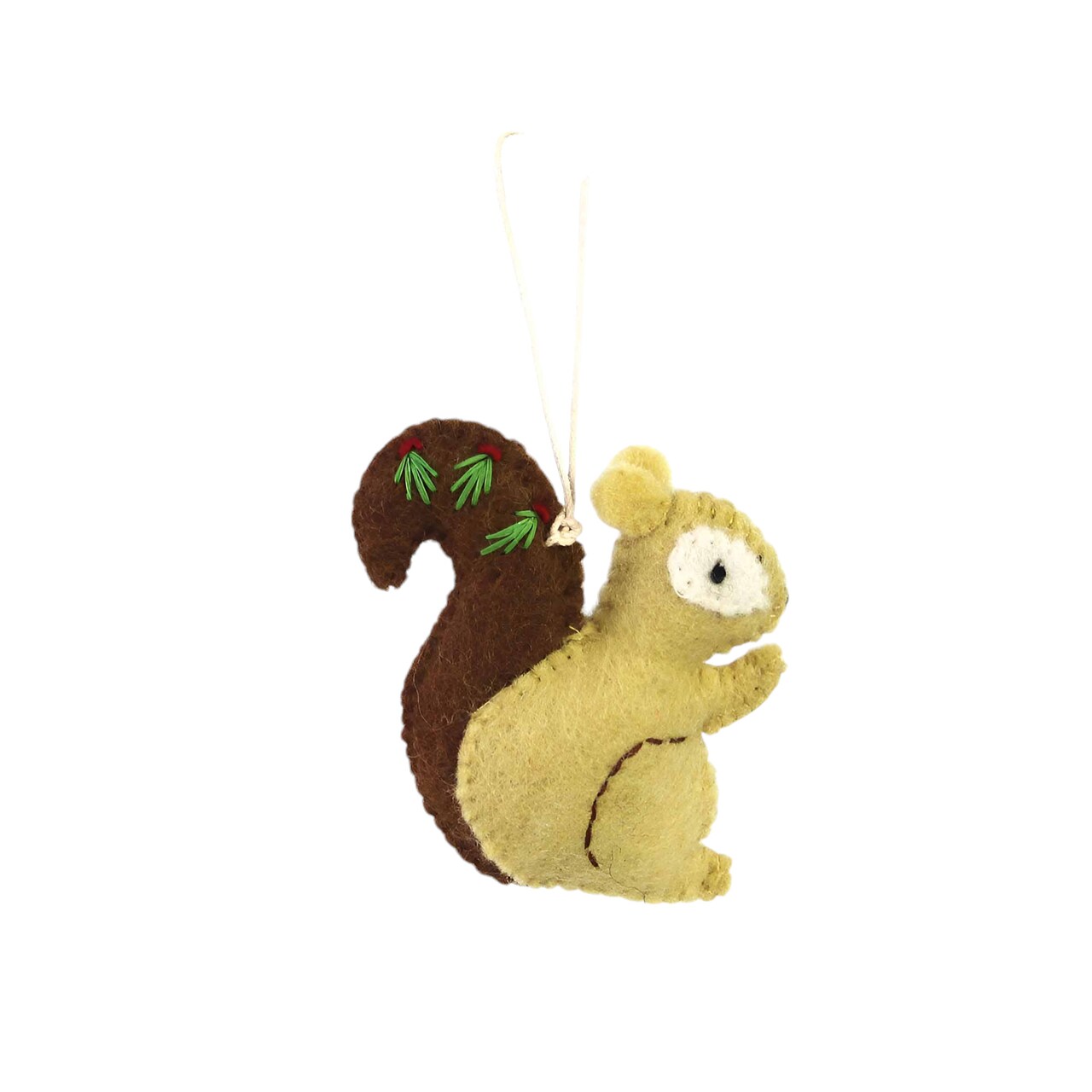 Beige-Brown Wool Felt Christmas Ornaments Handcrafted Festive Designs